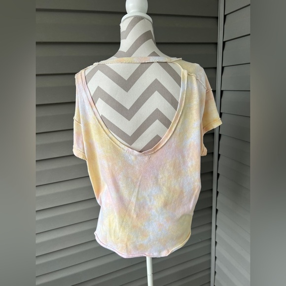 Free People Womens All Mine Top Relaxed Berry Orange Tie Dye Sz XS - Picture 3 of 6